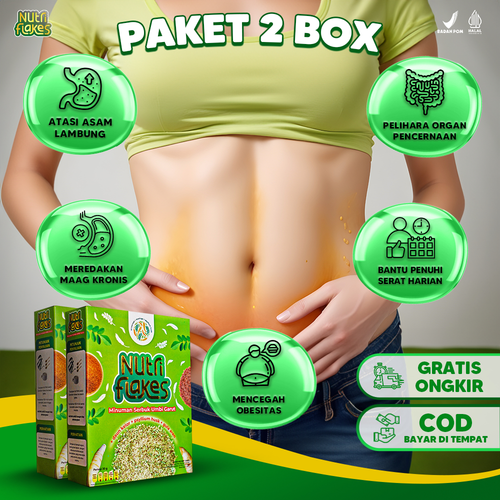 

Paket 2 BOX Nutriflakes – Sembuhkan Asam Lambung Maag Gerd Masalah Pencernaan