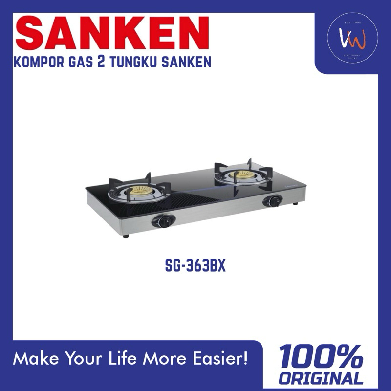 Sanken SG-363BX Kompor Gas [2 Tungku] / SANKEN Kompor Gas Kaca 2 Tungku - SG-363BX