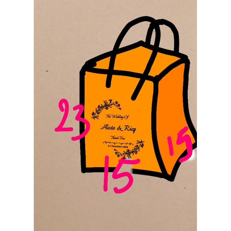 

paper bag 15 x 15x 23 sablon