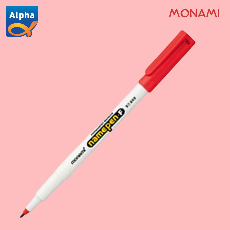 

[Monami] Name Pen F Medium Point / Permanent Marker - Merah