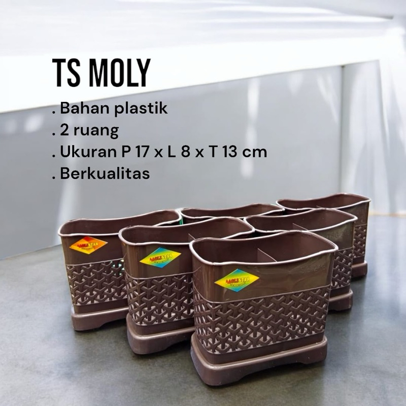 

Tempat sendok alat tulis gandeng moly coklat grosir