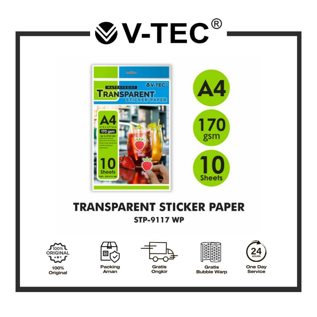 

V-TEC STICKER TRANSPARENT STP-9117 WP A4 170GRM - KERTAS STIKER TRANSPARANT