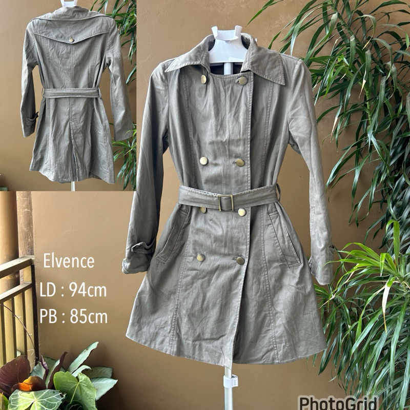 Coat Korea Hijau Lumut Murah Preloved