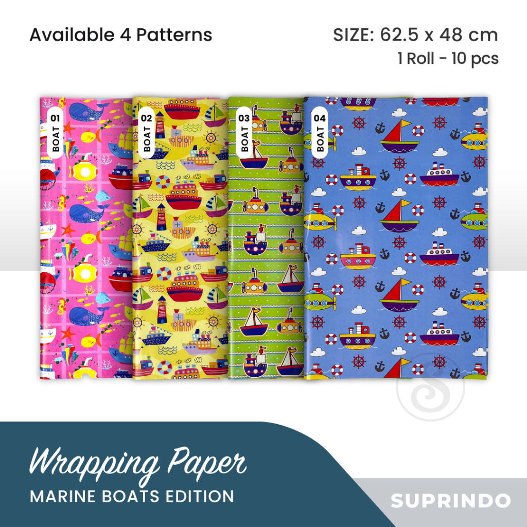

(10 lbr) KERTAS KADO MOTIF MARINE BOATS