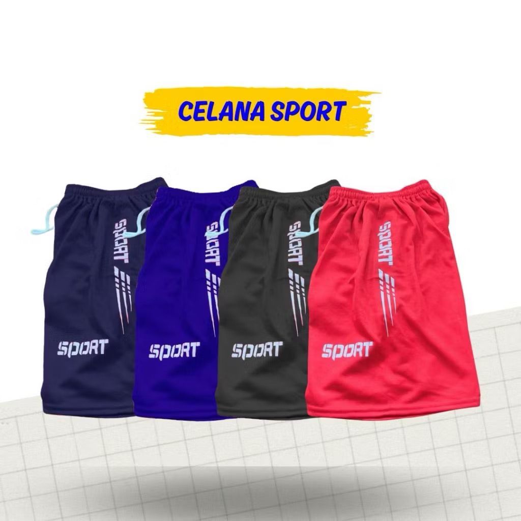 7pcs celana olahraga pendek ada saku kolor pria dewasa