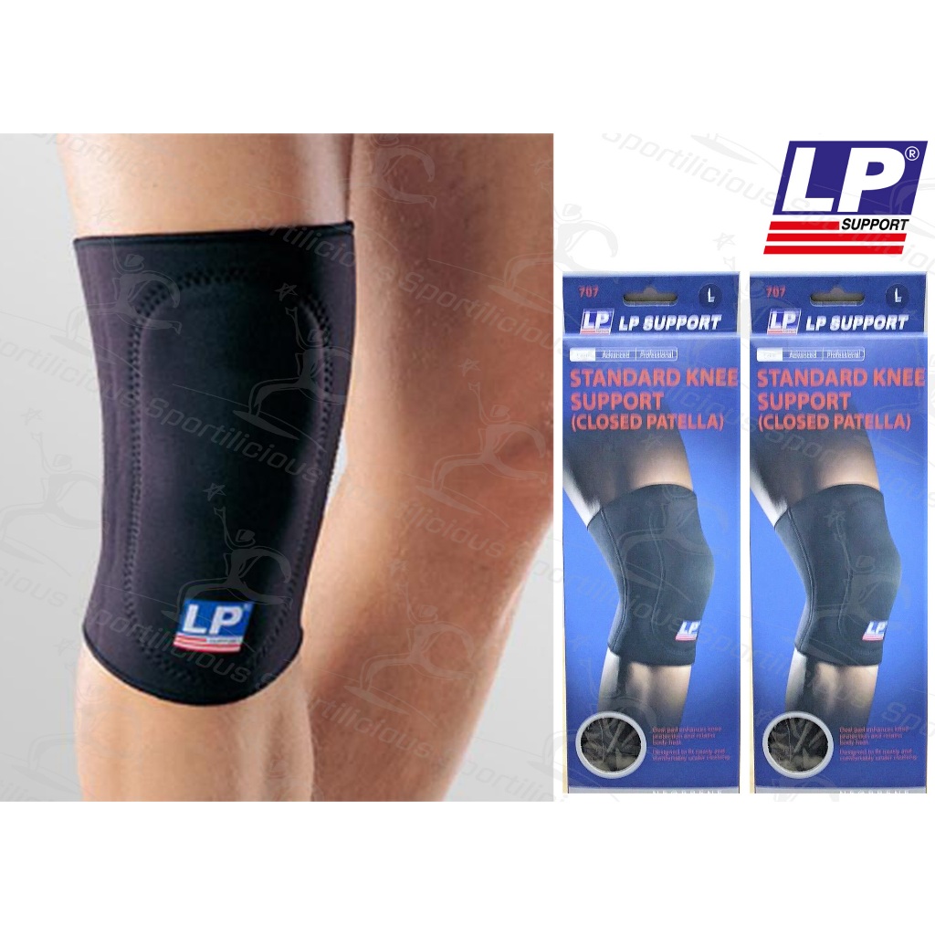 LP SUPPORT NEOPRENE STANDARD KNEE SUPPORT CLOSED PATELLA 707 707 HITAM