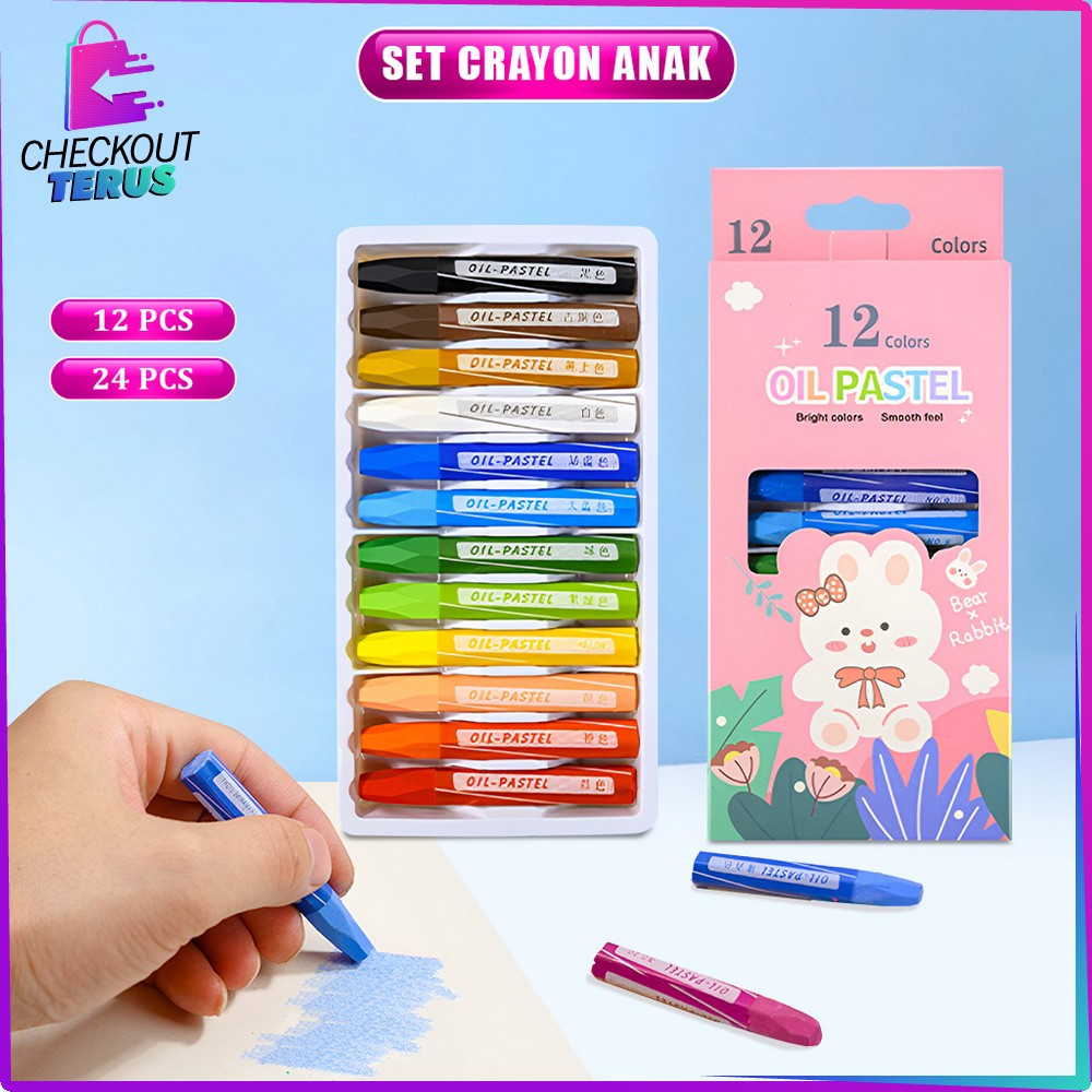 

CT A99 Crayon Oil Pastel Isi 12 dan 24 Warna Krayon Pigmentasi Tinggi Aman Untuk Anak Perlengkapan Mewarnai Set