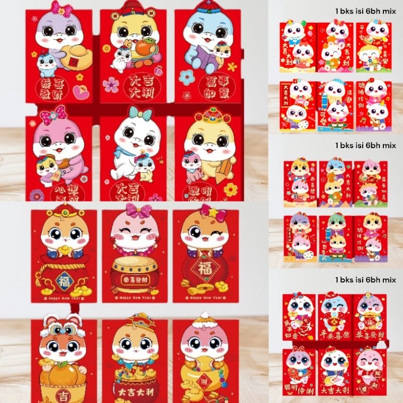 

Angpao angpau box shio ular terbaru imlek tahun 2025 1 pack isi 6bh lucu import premium
