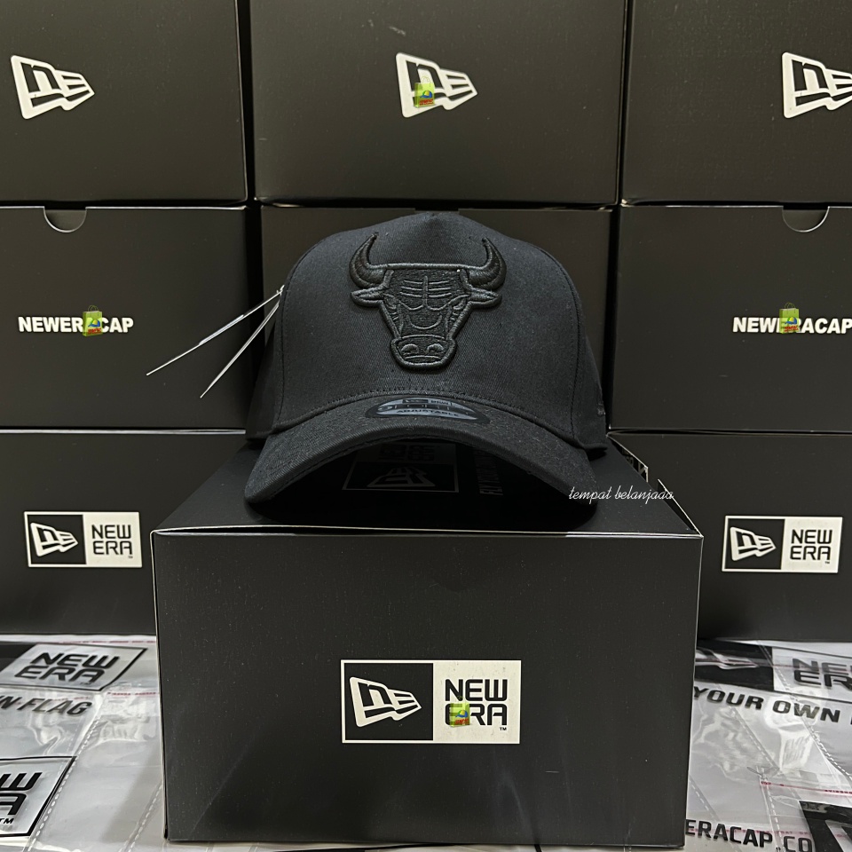 Kualitas Terkini Topi Baseball Pria Wanita Bordir Banteng Chicago Bull Full Hitam Black Full Tag Bah
