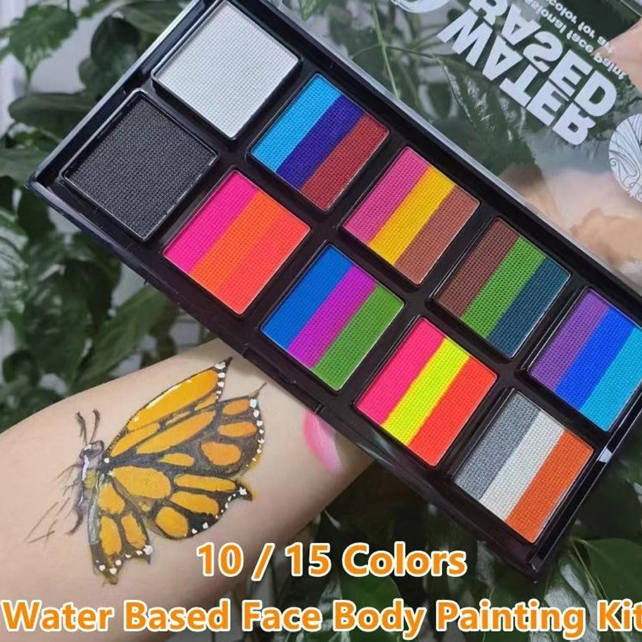 

KODE E27O 12 Color Paint Palettes Face Body Paint Water Base Makeup Palette Professional Colors Safe Non Toxic Art Painting Kit For Halloween Cosplay Parties Theater Stage
