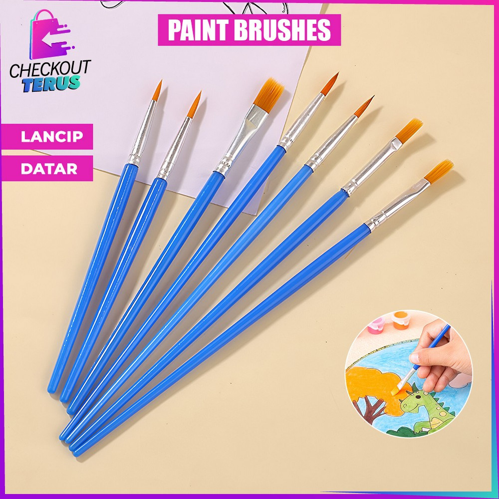 

CT A98 Kuas Lukis Cat Air Paint Brush Nilon Ujung Lancip dan Datar Kuas Kecil Art Brush Cat Minyak Pointed Flat