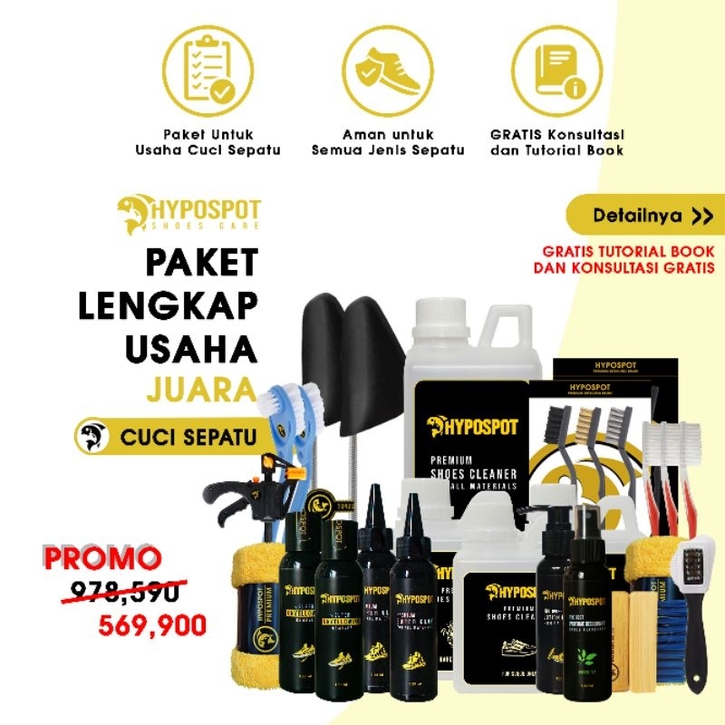 HYPOSPOT - PAKET USAHA LENGKAP JUARA PAKET USAHA CUCI SEPATU - PAKET PEMBERSIH DAN CUCI SEPATU
