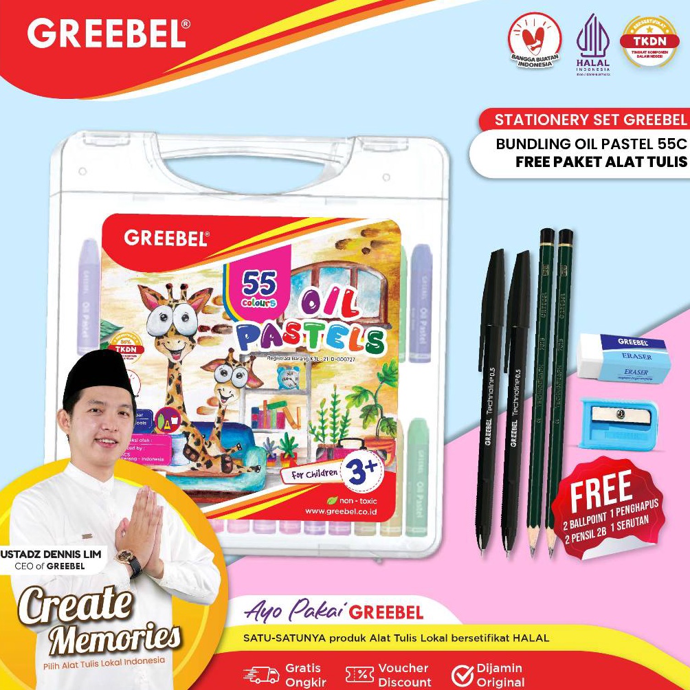 

KODE Y22Q GREEBEL Crayon Krayon 55 Warna Lengkap Paket Alat Tulis BUNDLING Krayon 55 Warna Alat Tulis