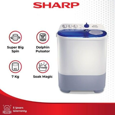 Sharp EST77DA Mesin Cuci 2 Tabung - KHUSUS JABODETABEK