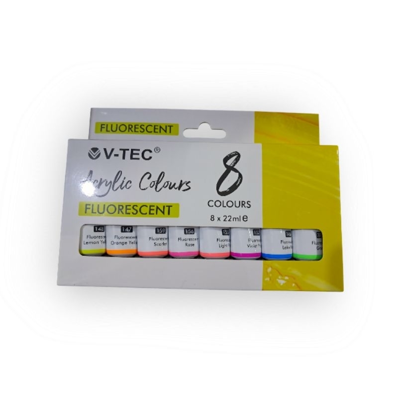 

Vtec Acrylic Set 8x22ml Fluorescent & Pastel Colours / Set Cat akrilik 8x22ml Warna Stabilo dan Pastel