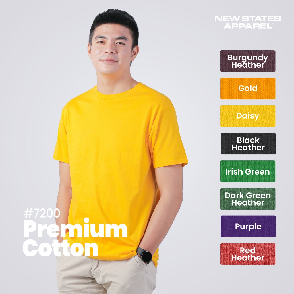 NEW STATES APPAREL Kaos Polos Pria dan Wanita Lengan Pendek Premium Cotton 24s Warna Heather S-3XL -