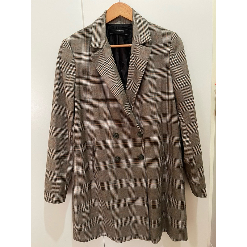 [PRELOVED] - ZARA Tartan Blazer Brown (Size M)