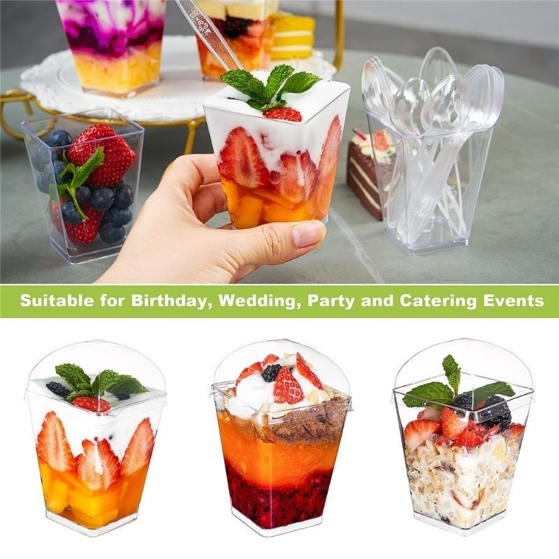 Korean cup puding / gelas puding / cup dessert kotak / kotak mika pudding / kotak mika dessert / cup