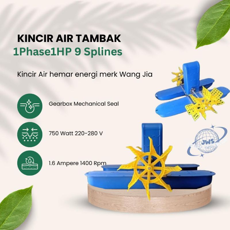 Kincir Air Tambak 1Phase 1HP Gearbox Mecanical seal