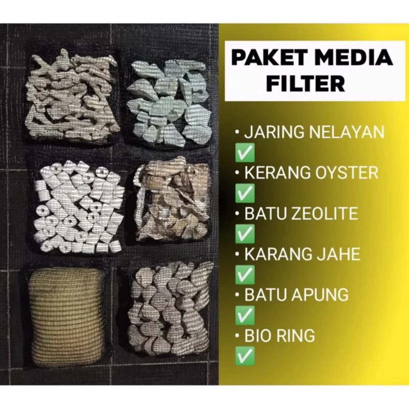 Ay00 SEPAKET MEDIA FILTER Untuk : - BOX FILTER - FILTER TALANG - AQUARIUM - TONG FILTER - BAK