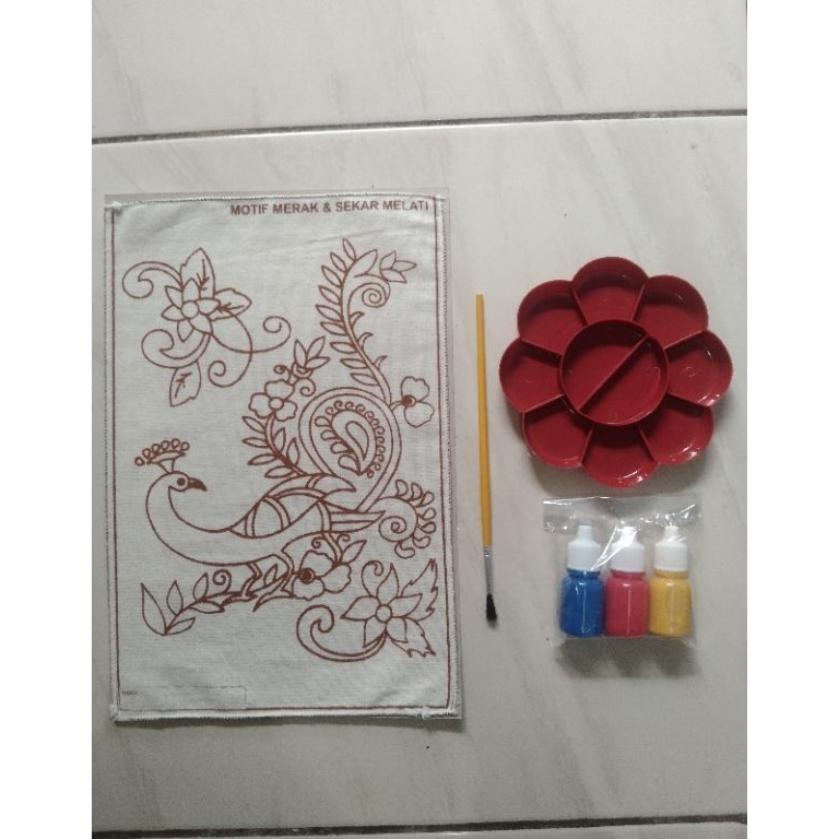 

Promo Populer Paket Melukis Batik Kain Cat lukis 1set kuas palet