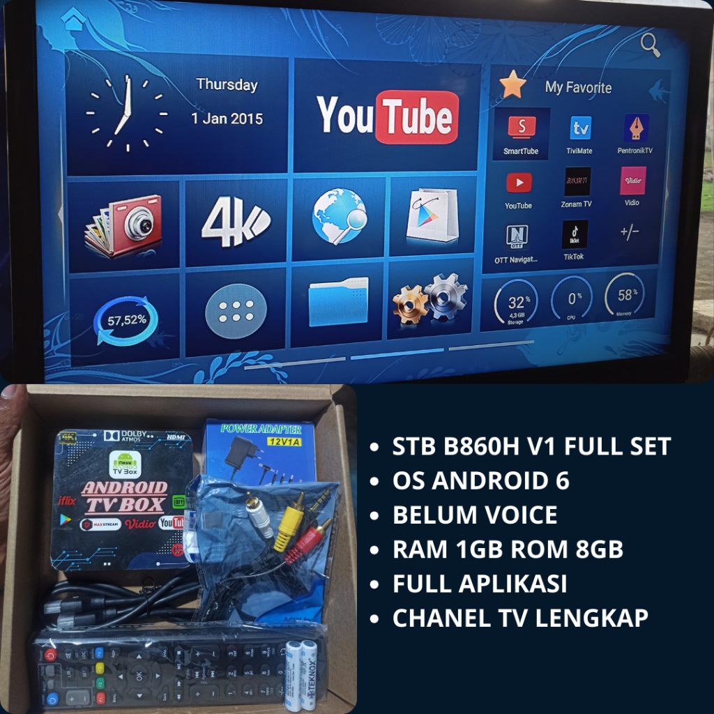 STB ANDROID B860H V1 LENGKAP SUDAH ROOT APLIKASI LENGKAP ANDROID TV BOX