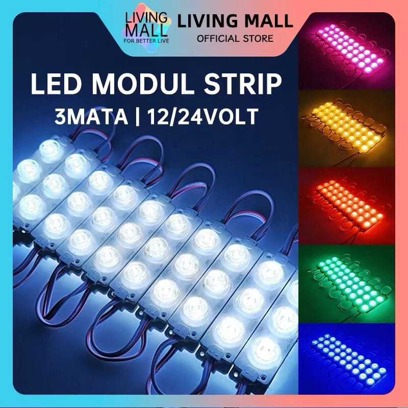 LAMPU LED MODUL 3MATA 12VOLT SMD 6114 2835 WATERPROOF VARIASI MOBIL MOTOR NEONBOX 3 MATA 12V-24 VOLT