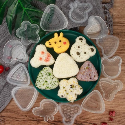 Get Voucher Cetakan Nasi Bento Karakter Manual Isi 7PcsCentong  Rice Mold Transparan BPA FREE