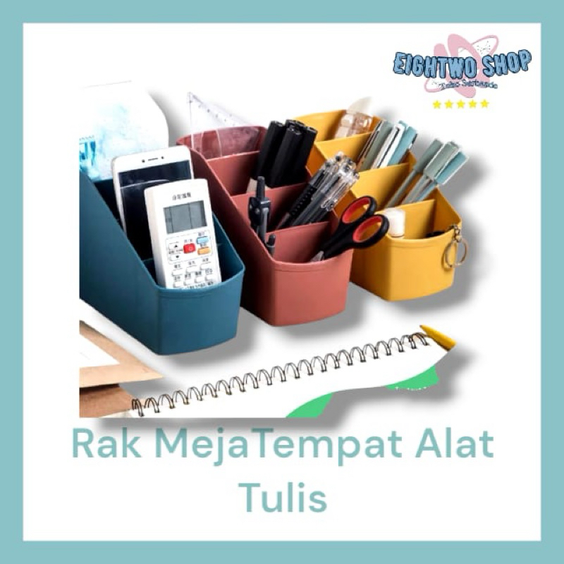 

Rak Meja Tempat Alat Tulis 4 Sekat / Rak Organizer Tempat Penyimpanan ATK Pena Pensil Pulpen Gunting / Kotak Wadah Kosmetik Remote TV AC Kunci Hp Kutek Parfum Sikat Gigi Dapur Kamar Mandi Meja Kerja Belajar Serbaguna
