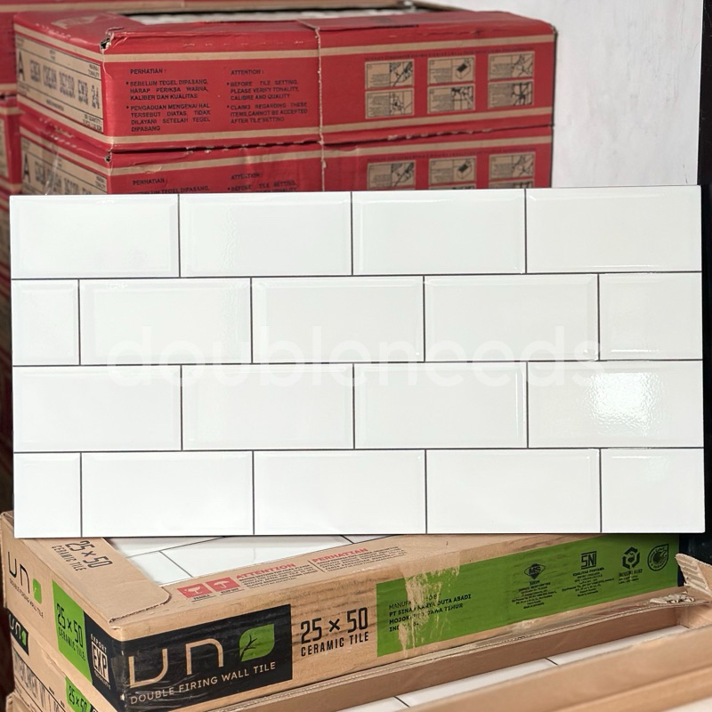 KERAMIK DINDING INTERLAKEN WT 25x50 UNO / KERAMIK DINDING MOTIF BATA / KERAMIK DINDING MOTIF MINIMAL