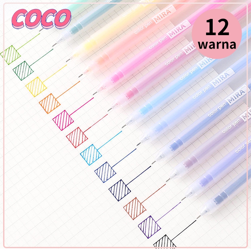 

Pena gel berwarna 12 warna cerah Ujung jarum 0,5 mm - coco_market