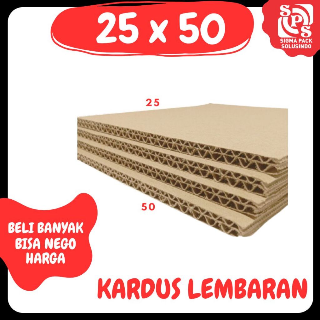 

Sheet Lembaran 25x50, 25x40, 25x30, 25x20 Kardus Polos Double Wall Coklat Karton