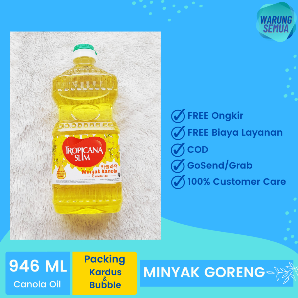 

Tropicana Slim Minyak Kanola 946 ml (Pure Canola Oil) + FREE Packing Kardus dan Bubble Wrap