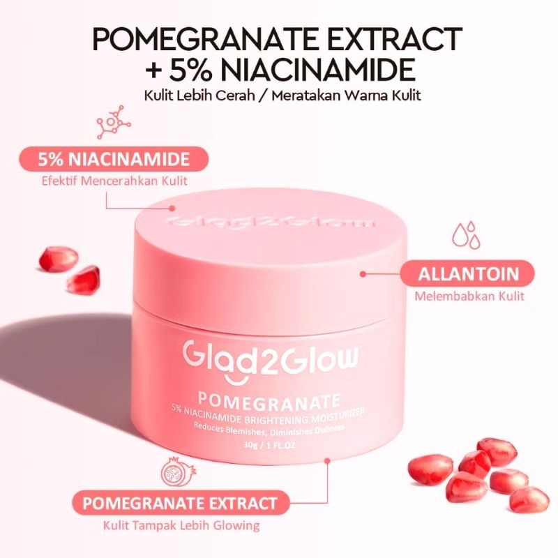 Moisturizer Glad2glow Pink | Glad2glow Pomegranate 5% Niacinamide Brightening Moisturizer