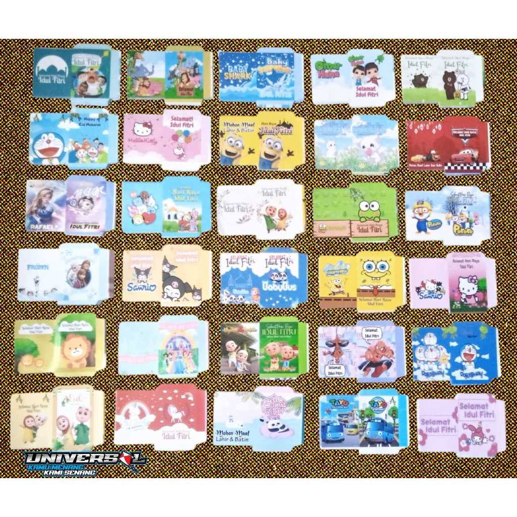 

Amplop Lebaran Kartun dan Muslim Ukuran Mini (6x9) isi -+ 1000lembar