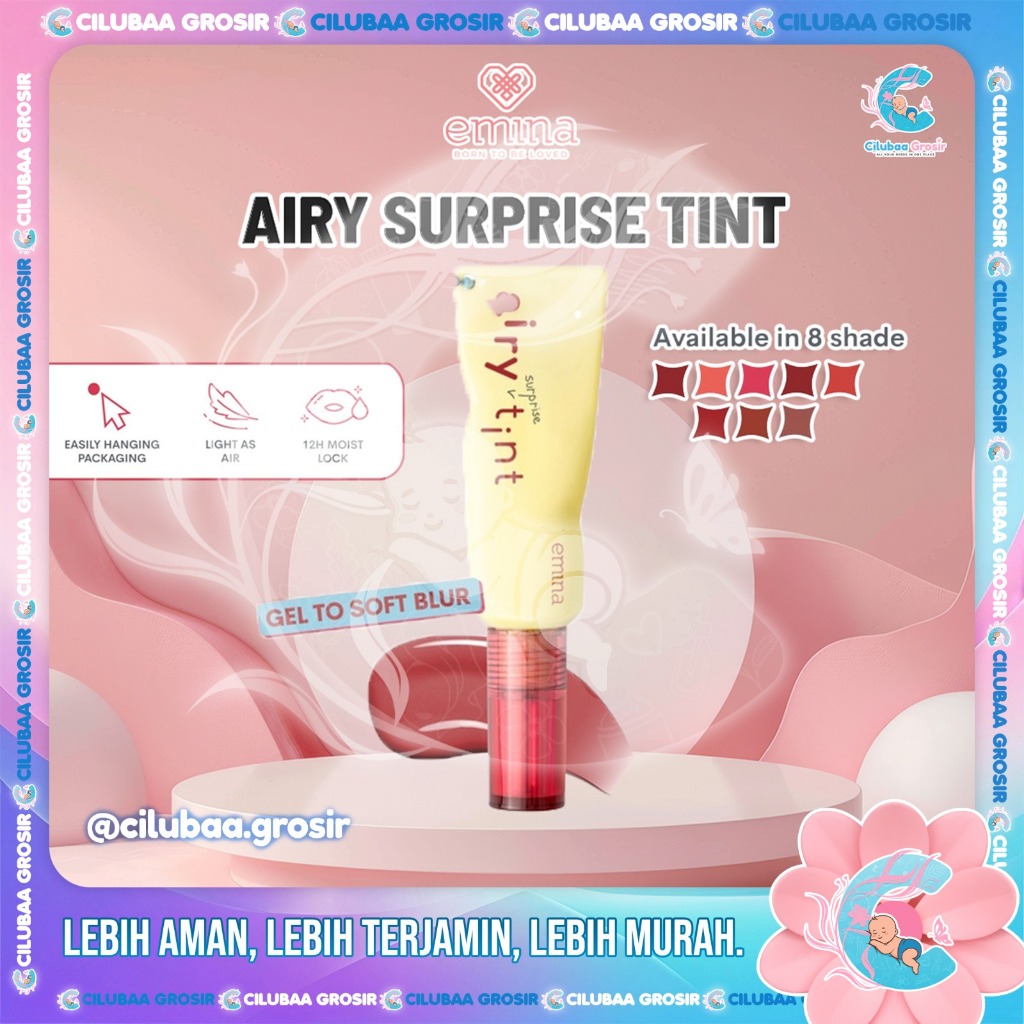 EMINA Airy Surprise Tint 3g || Emina Lip Tint Long Lasting Ringan Tahan Lama