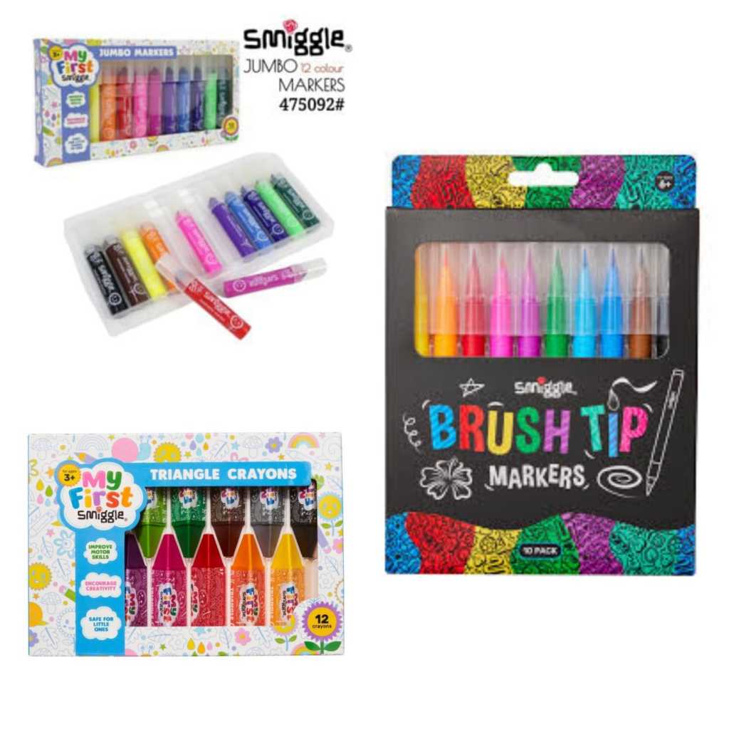 

Smiggle my first jumbo markers my first triangle croayon 12 pc brush tip markers spidol warna pensil warna krayon