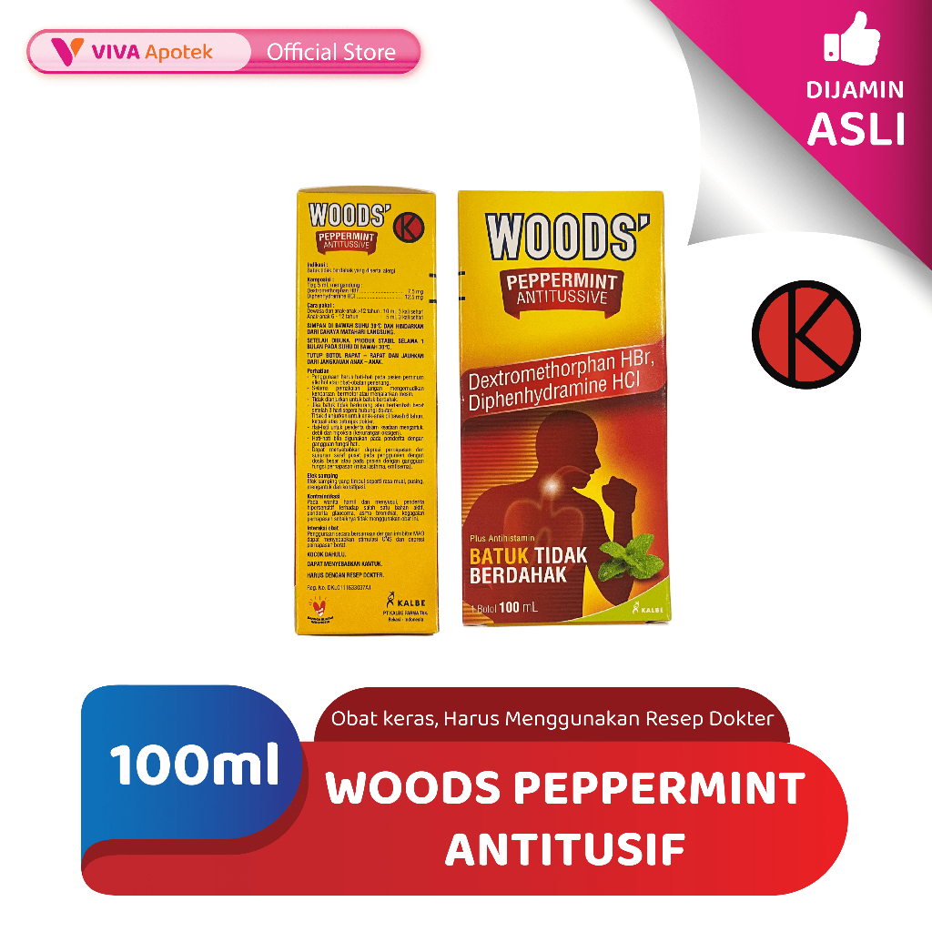 Woods Peppermint Antitusif Mengatasi Batuk Tidak Berdahak (100 ml)