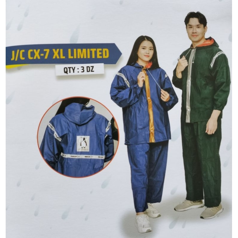 JAS HUJAN JAKET CELANA/MANTEL JAKET CELANA PENGUIN'S CX-7 LIMITED PRIA DAN WANITA BAHAN PVC