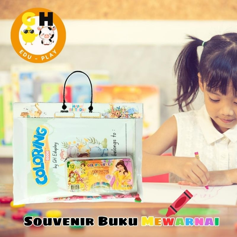 

Khusus Custom min 20pcs Souvenir Ulang Tahun Anak Paket Buku Mewarnai FREE Crayon Bisa Custom by GHEduplay DA