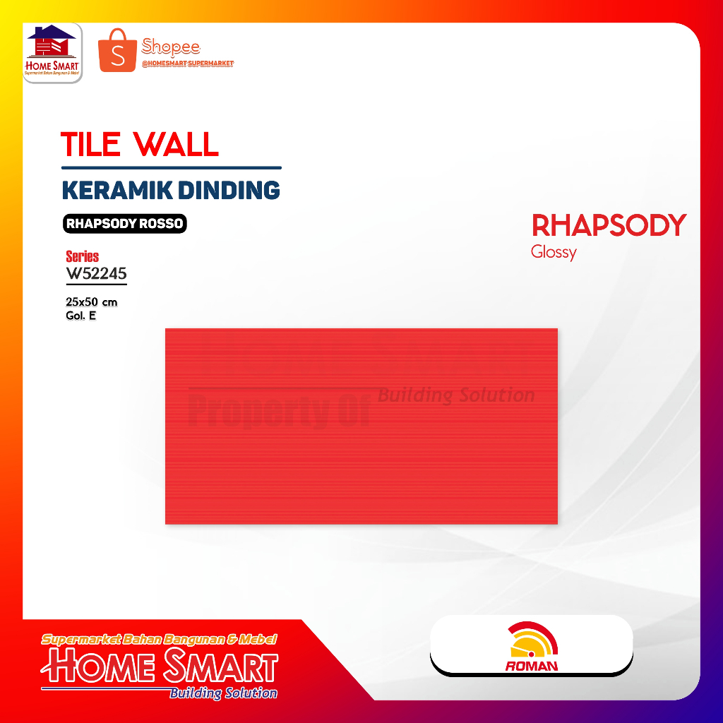 Roman Keramik Dinding W52245 Rhapsody Rosso 25x50
