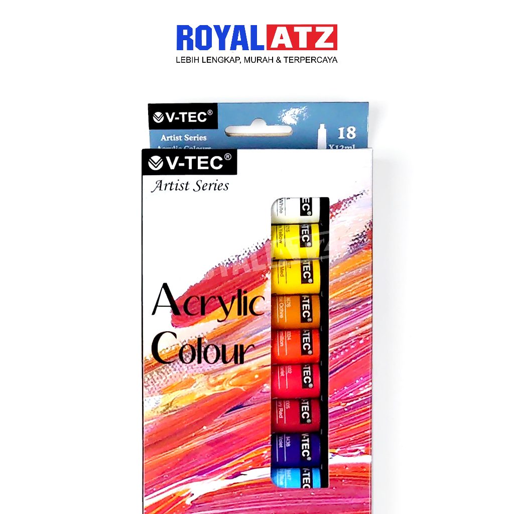 

Cat Akrililk V-Tec 18 Warna VT-818/A Set 18 Warna x12ml Acrylic Colour