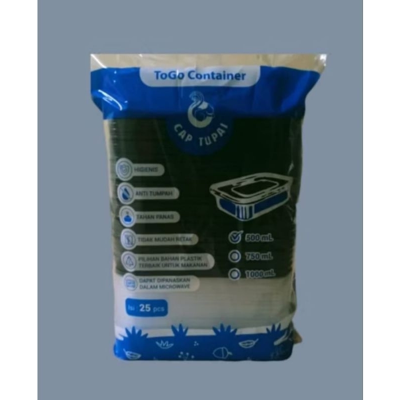 Thinwall Rect Hitam ml & 750ml + Tutup / Thinwall Persegi Panjang (isi 25 pcs)