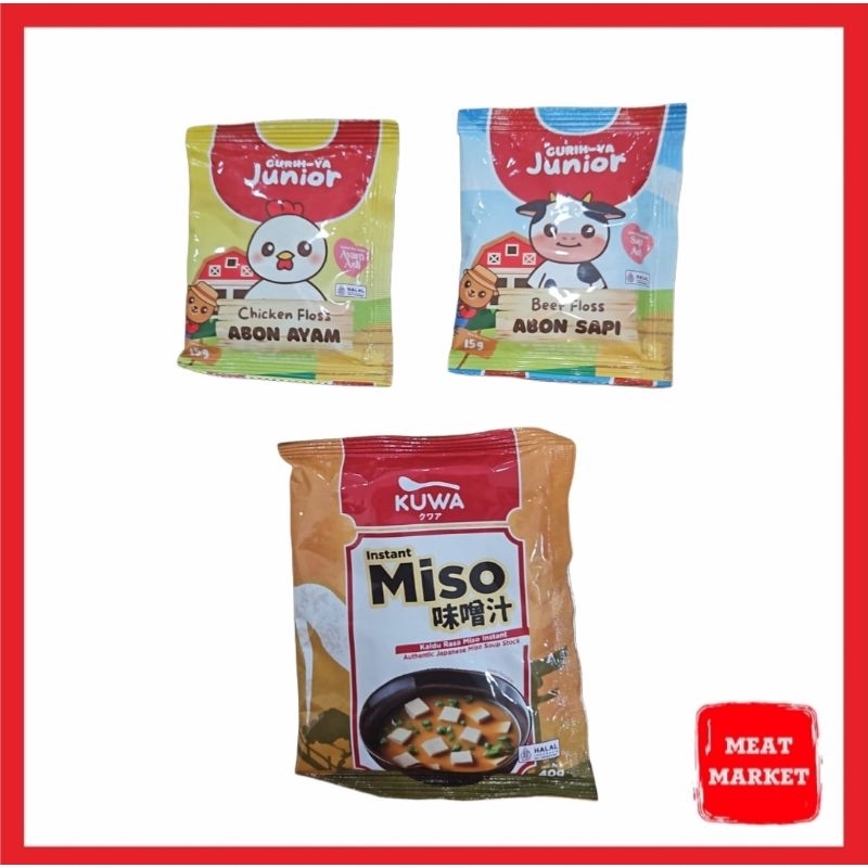 

Gurih-Ya Abon Sapi 15gr/Abon Ayam 15gr/Kuwa Miso Soup 40gr