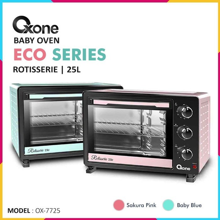Oxone OX-7725 Oven Listrik 25 Liter Biru Muda, Merah Muda