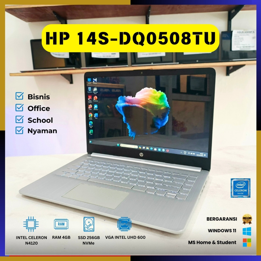 Laptop Second HP 14S-DQ0508TU | RAM 4GB / SSD 256GB NVMe (Intel Celeron N4120)