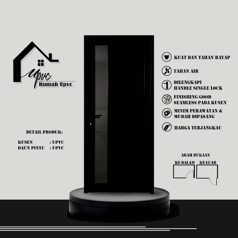 PINTU UPVC HITAM PREMIUM-PINTU KAMAR,PINTU DAPUR,PINTU GUDANG,PINTU MEWAH,PINTU KEDAP SUARA