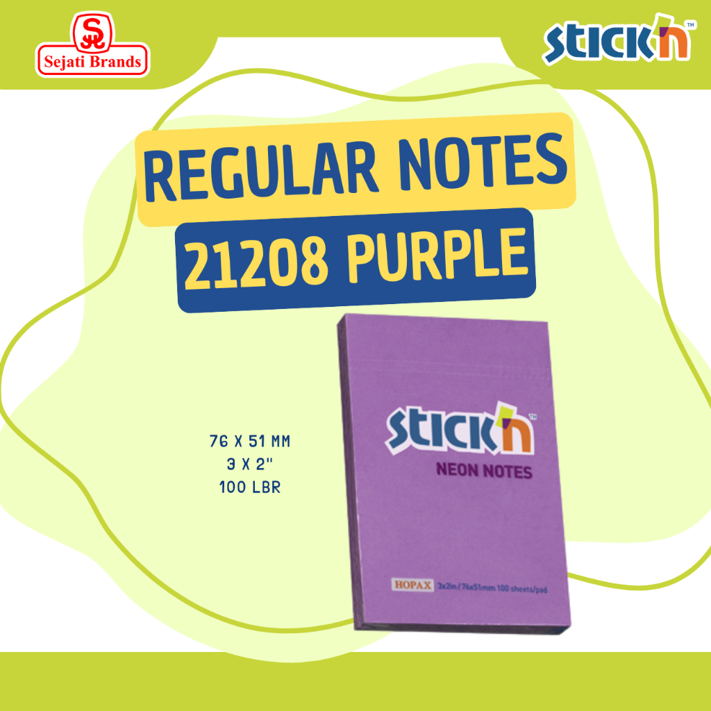 

Stick'n Regular Notes 21208 (3x2) Neon Purple - sticky note