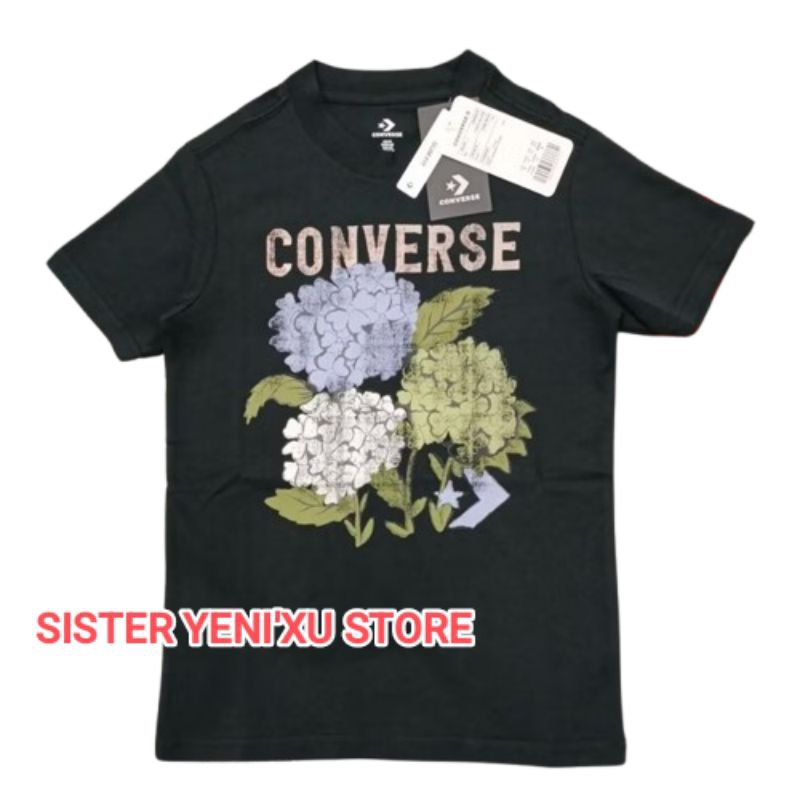 Kaos Converse Outdoor Florals Women T-Shirt Wanita BLACK (Size USA XS/S ASIA ONLY) ORIGINAL STORE 10