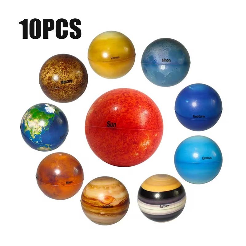 10pcs Bola Planet Besar Mainan Edukasi Planet Bola Elastis Tata Surya Mainan Edukasi Mainan